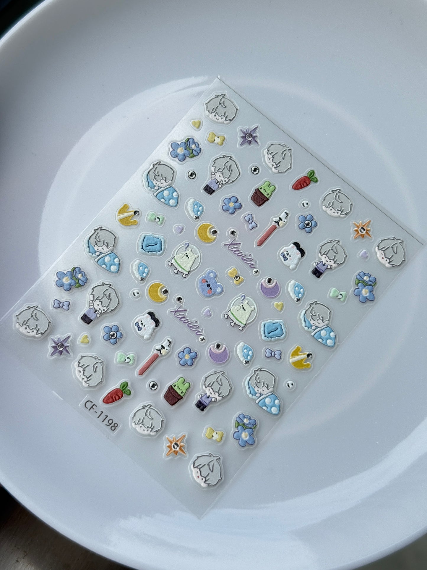 *[Love and Deepspace] 3D Chibi Embossed Nail Stickers, Nail Art Stickers - Xavier/Zayne/Rafayel/Sylus/Caleb