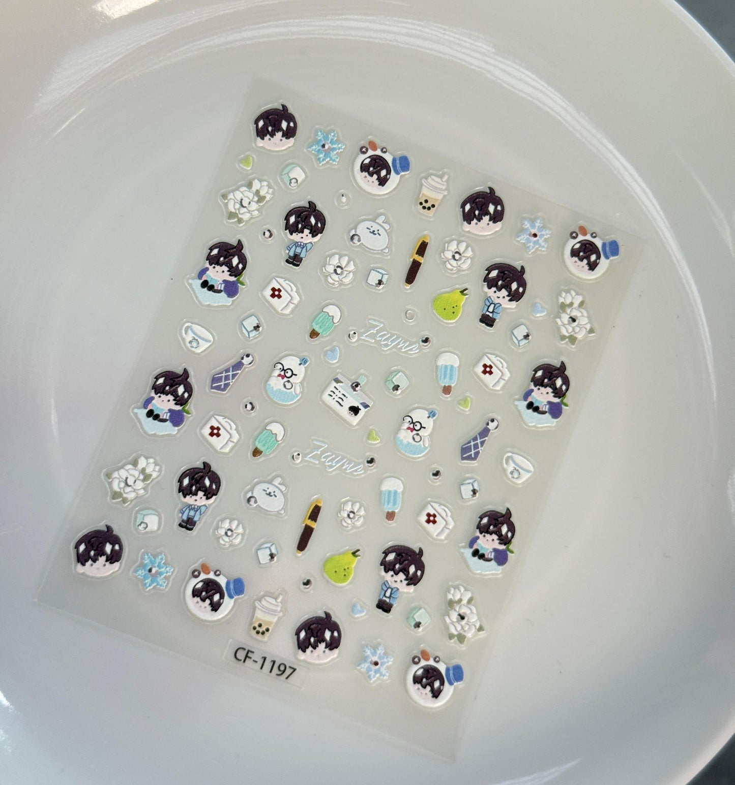 *[Love and Deepspace] 3D Chibi Embossed Nail Stickers, Nail Art Stickers - Xavier/Zayne/Rafayel/Sylus/Caleb