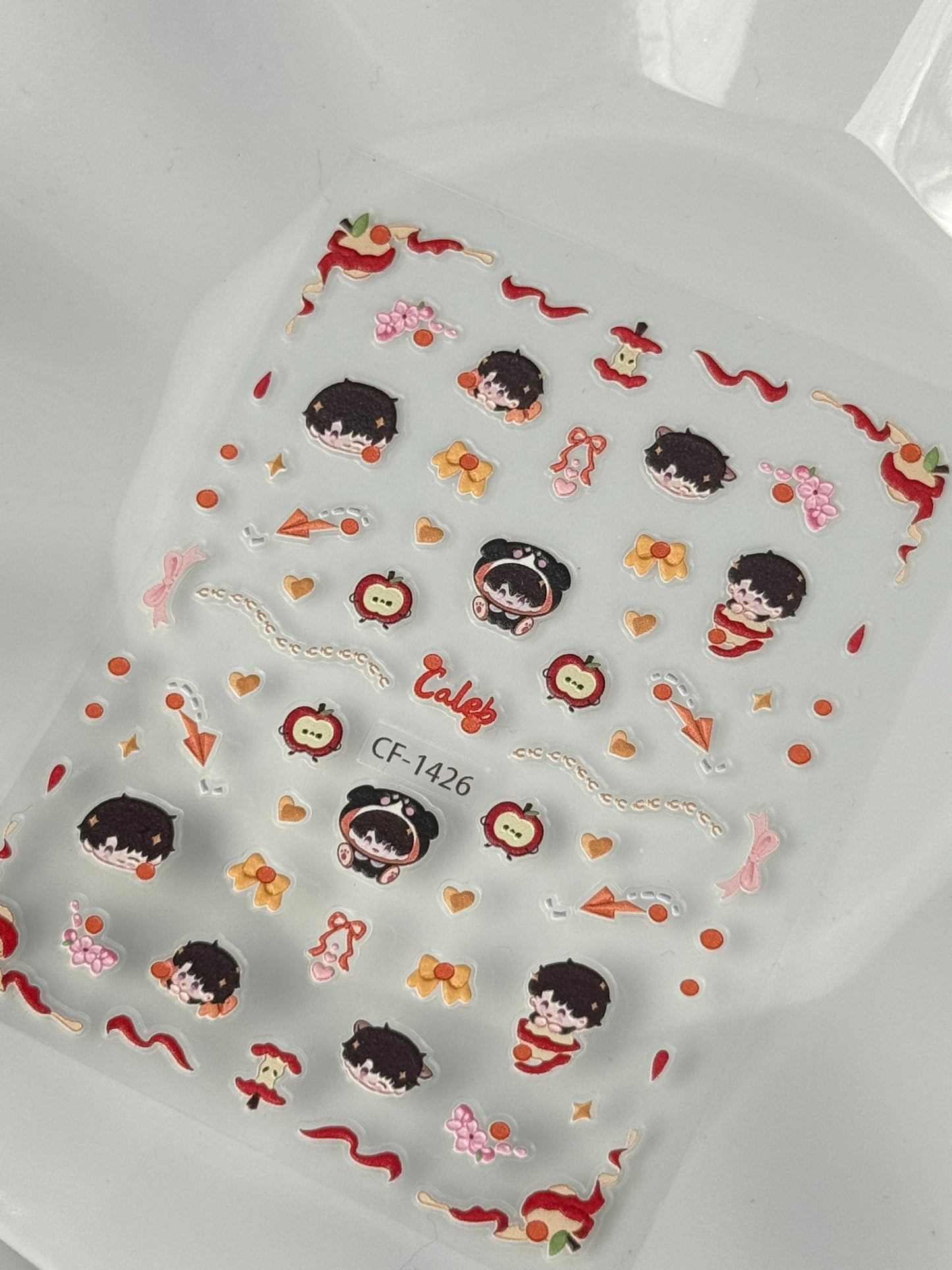 *[Love and Deepspace] 3D Chibi Embossed Nail Stickers, Nail Art Stickers - Xavier/Zayne/Rafayel/Sylus/Caleb