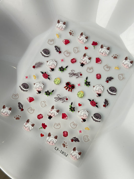 *[Love and Deepspace] 3D Chibi Embossed Nail Stickers, Nail Art Stickers - Xavier/Zayne/Rafayel/Sylus/Caleb