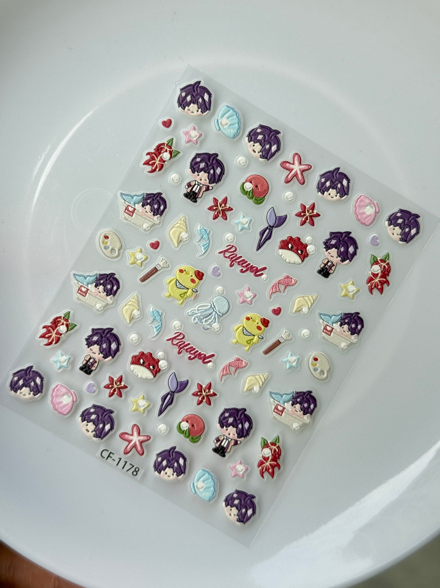 *[Love and Deepspace] 3D Chibi Embossed Nail Stickers, Nail Art Stickers - Xavier/Zayne/Rafayel/Sylus/Caleb