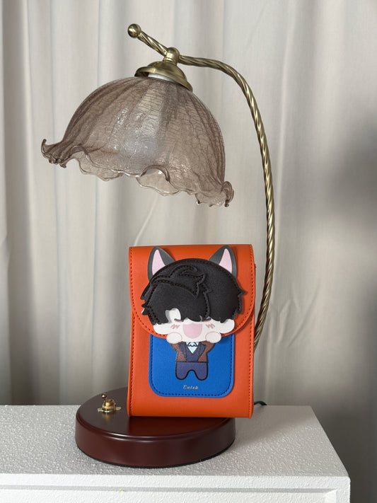 *[Love and the Deepspace] Cat Leather Crossbody Bag (with two badge holders and a fluffy detachable tail) - Rafayel‌/Zayne/Sylus‌/Caleb‌/Xavier